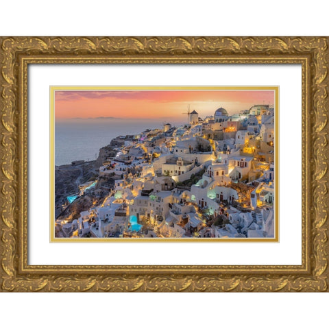 Greek Island Gold Ornate Wood Framed Art Print with Double Matting by Riccardo Iacomino, Francesco