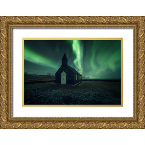 Northern Lights Gold Ornate Wood Framed Art Print with Double Matting by Martin Castan, David
