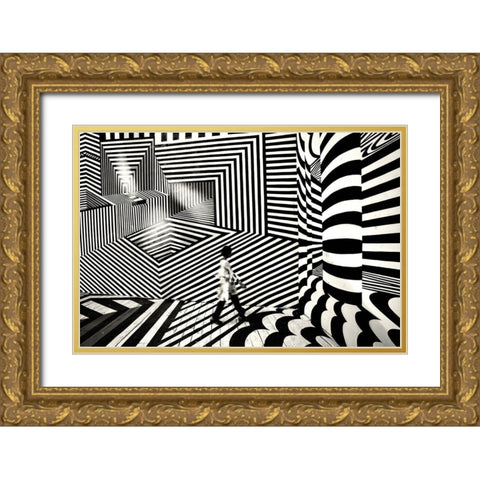 Pattern Walk 2 Gold Ornate Wood Framed Art Print with Double Matting by Das, Avishek