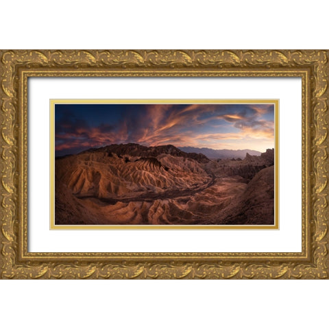 Zabriskie Point Gold Ornate Wood Framed Art Print with Double Matting by Turienzo, Carlos F.