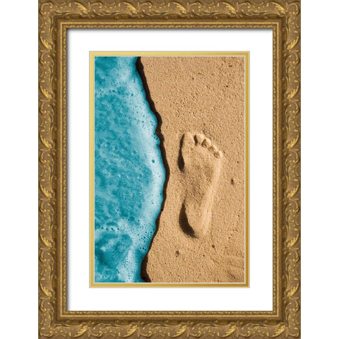 Footprint on sand Gold Ornate Wood Framed Art Print with Double Matting by Carlos Gonzalez-Najera, Juan