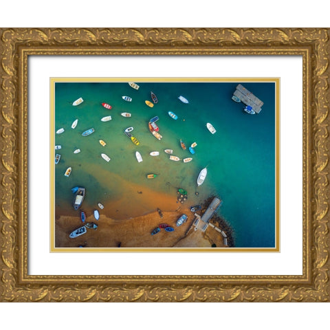 Port of Chiclana Gold Ornate Wood Framed Art Print with Double Matting by Manuel Martin, Jose