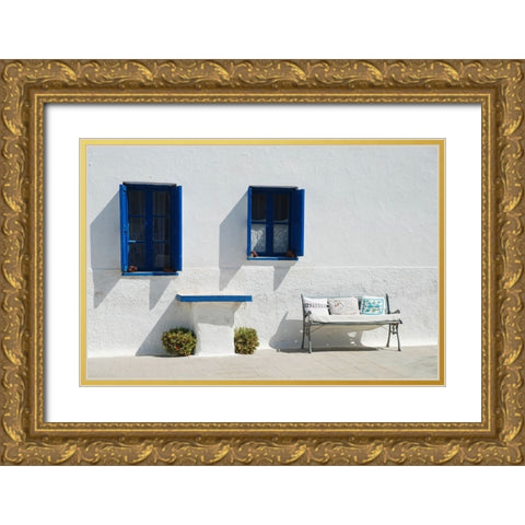Santorini Gold Ornate Wood Framed Art Print with Double Matting by Nielsen, Ole