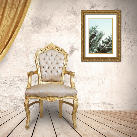 Palm leaves-sky 1 Gold Ornate Wood Framed Art Print with Double Matting by Artographie Studio