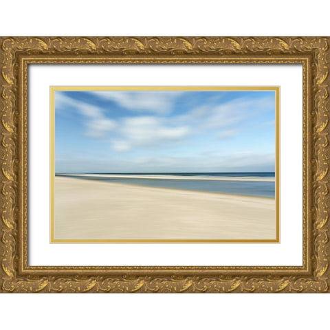 Sand-sea and sky Gold Ornate Wood Framed Art Print with Double Matting by Reichelt, Dieter