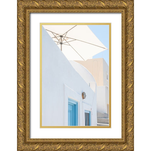 Sunshade and blue doors Gold Ornate Wood Framed Art Print with Double Matting by Wride, Linda