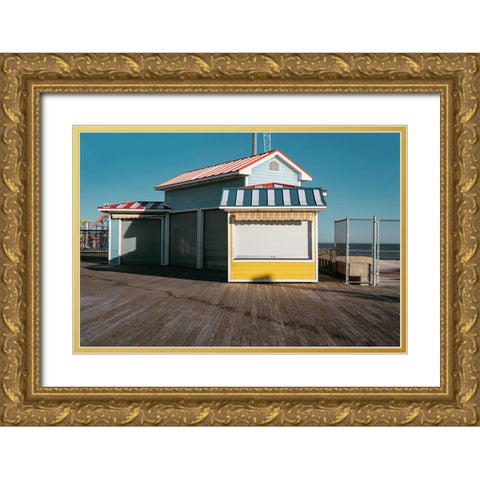 Boardwalk Shack Gold Ornate Wood Framed Art Print with Double Matting by Leeman, Joshua