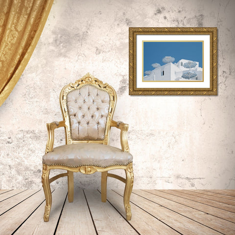 Blue and white Gold Ornate Wood Framed Art Print with Double Matting by Wride, Linda