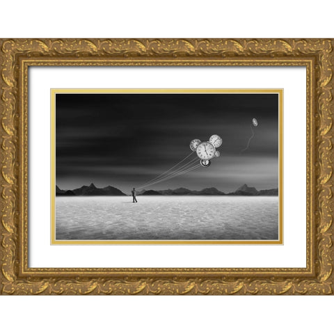 Time keeper Gold Ornate Wood Framed Art Print with Double Matting by Ghosh, Swarnendu