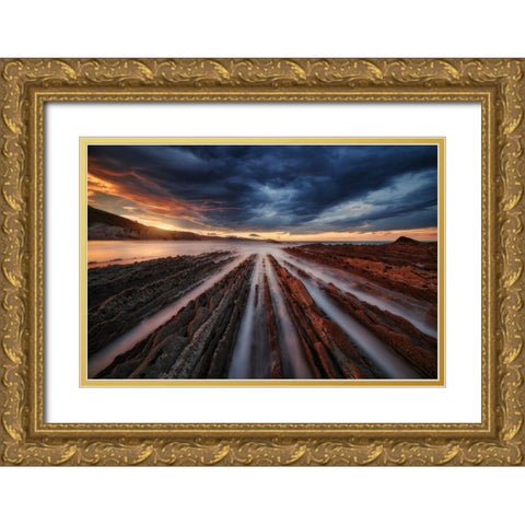 Zumaia Flysch 6 Gold Ornate Wood Framed Art Print with Double Matting by Pablo De, Juan