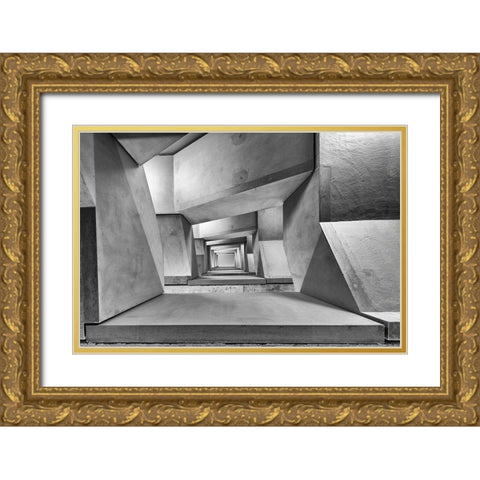 downstairs Gold Ornate Wood Framed Art Print with Double Matting by Goetzinger, Guy