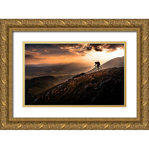 Sunset Ride Gold Ornate Wood Framed Art Print with Double Matting by Bertoncelj, Sandi