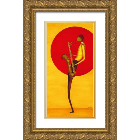 Jazz Man II Gold Ornate Wood Framed Art Print with Double Matting by Ona