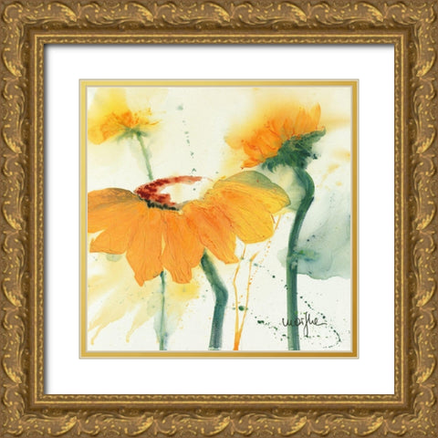 Tournesol V Gold Ornate Wood Framed Art Print with Double Matting by Marthe
