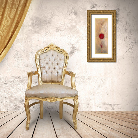 Triptyque rouge I Gold Ornate Wood Framed Art Print with Double Matting by Becam, Carole