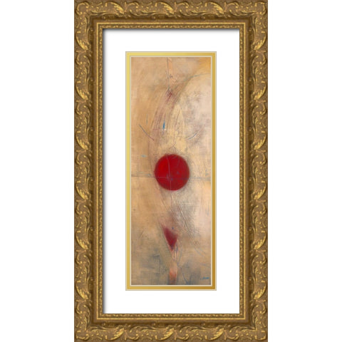 Triptyque rouge I Gold Ornate Wood Framed Art Print with Double Matting by Becam, Carole