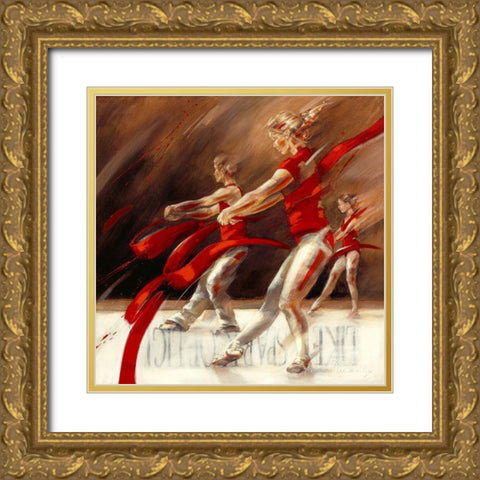 Dancing Ribbons Gold Ornate Wood Framed Art Print with Double Matting by Meijering, Kitty