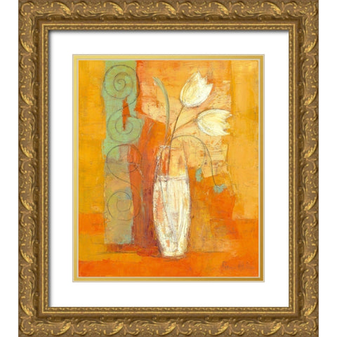 Tulipes Gold Ornate Wood Framed Art Print with Double Matting by Pivier-Attolini, Regine