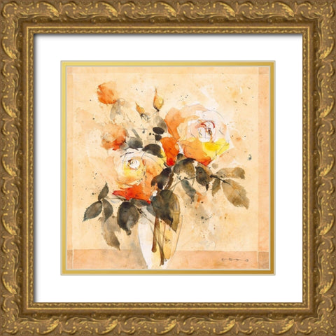 Roses IV Gold Ornate Wood Framed Art Print with Double Matting by ROMO-Rolf Morschhauser