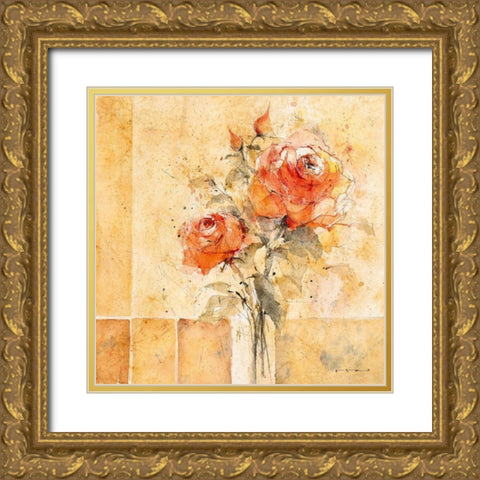 Roses V Gold Ornate Wood Framed Art Print with Double Matting by ROMO-Rolf Morschhauser