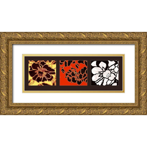 Flowers III Gold Ornate Wood Framed Art Print with Double Matting by Talva Design