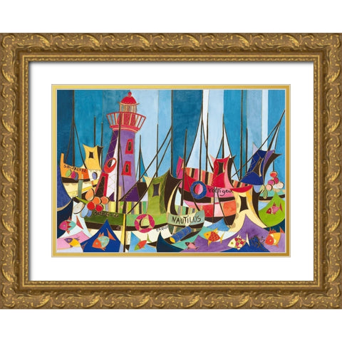 Tempete de Joie sur Erquy Gold Ornate Wood Framed Art Print with Double Matting by Wentzeis, Martine