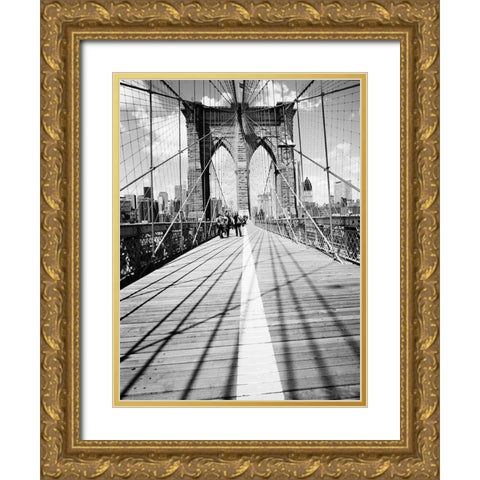 Brooklyn Bridge Tower and Cables #1 Gold Ornate Wood Framed Art Print with Double Matting by Butcher, Dave