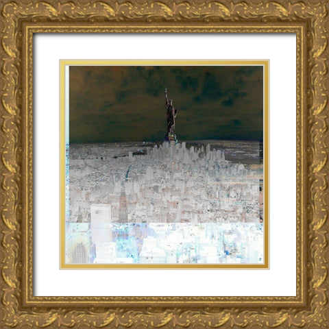 New York by Night II Gold Ornate Wood Framed Art Print with Double Matting by Mereditt.f