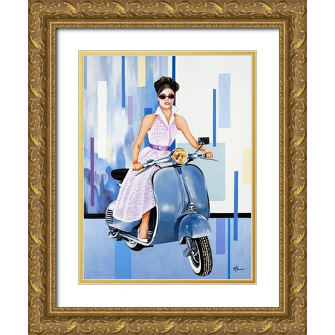 Femme II Gold Ornate Wood Framed Art Print with Double Matting by Bernard, Anne