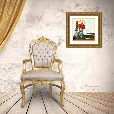 Holiday Motel - Miami Highway Gold Ornate Wood Framed Art Print with Double Matting by Olukman, Ayline