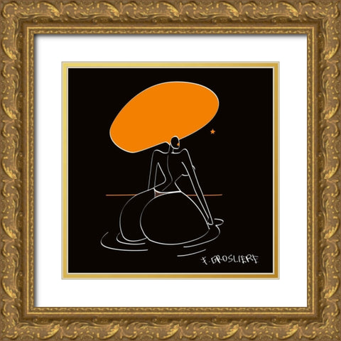 Bain de Minuit Gold Ornate Wood Framed Art Print with Double Matting by F. Grosliere