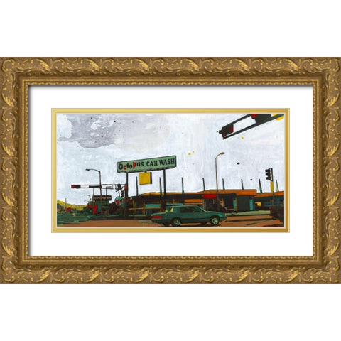 Octopus Car Wash Miami Gold Ornate Wood Framed Art Print with Double Matting by Olukman, Ayline