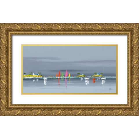 Reflets marins Gold Ornate Wood Framed Art Print with Double Matting by Flanet, Frederic