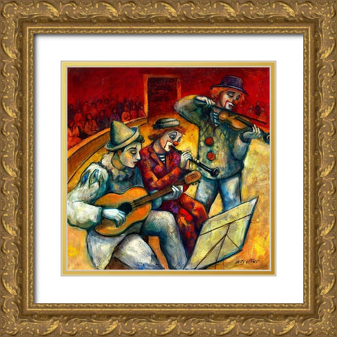 Les clowns musiciens Gold Ornate Wood Framed Art Print with Double Matting by Wittwe, Betty