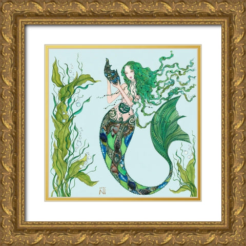 Fee du Poisson Gold Ornate Wood Framed Art Print with Double Matting by Johara