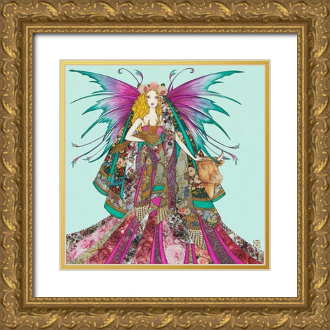 Fee du Taureau Gold Ornate Wood Framed Art Print with Double Matting by Johara