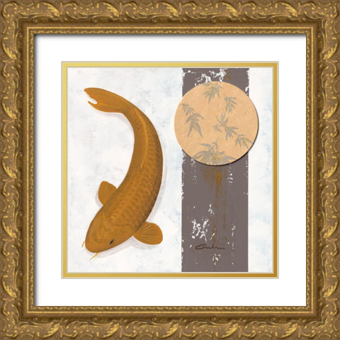 Koi Creme Spot II Gold Ornate Wood Framed Art Print with Double Matting by Gruhn, Nicole