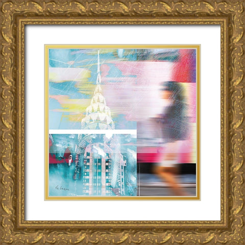 NY City Walk Gold Ornate Wood Framed Art Print with Double Matting by Luger, Gery