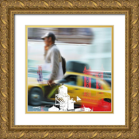 NY City Service Gold Ornate Wood Framed Art Print with Double Matting by Luger, Gery