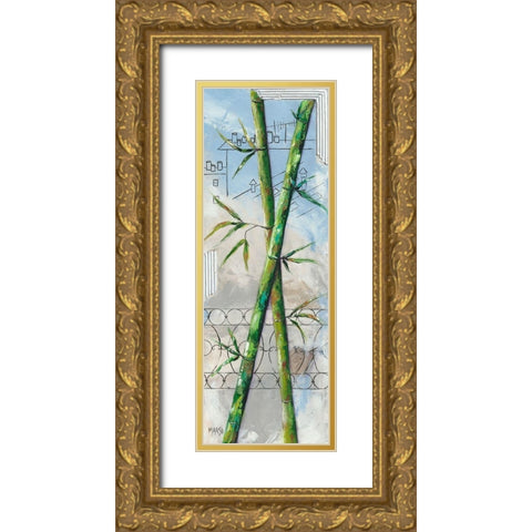 2 Bambous Gold Ornate Wood Framed Art Print with Double Matting by Marso