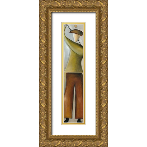 Golfer II Gold Ornate Wood Framed Art Print with Double Matting by Arns-Muller, Monika