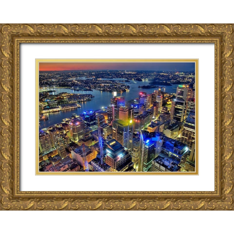 Darling Harbour Gold Ornate Wood Framed Art Print with Double Matting by Terrible, Aurelien