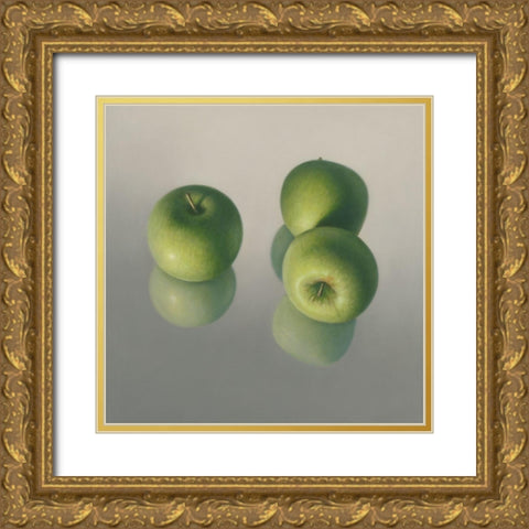 Appel symfonie No. 14 Gold Ornate Wood Framed Art Print with Double Matting by Delaer