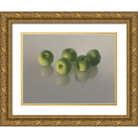Vijf appels Gold Ornate Wood Framed Art Print with Double Matting by Delaer