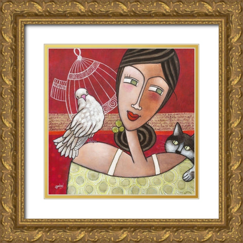 Peace and Love Gold Ornate Wood Framed Art Print with Double Matting by Bandiziol, Geraldine