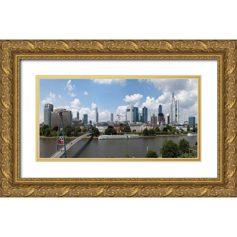 Skyline Frankfurt Panorama Gold Ornate Wood Framed Art Print with Double Matting by Fischer, Rolf