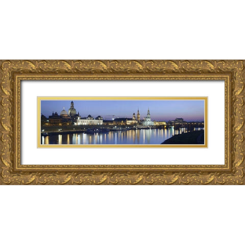 Elbpanorma Dresden Gold Ornate Wood Framed Art Print with Double Matting by Fischer, Rolf