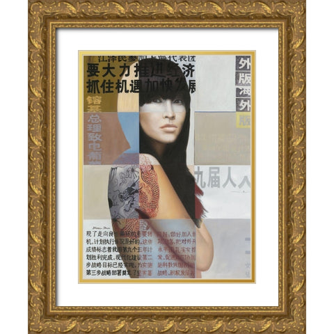 Li Chi Wa III Gold Ornate Wood Framed Art Print with Double Matting by Shirin Donia