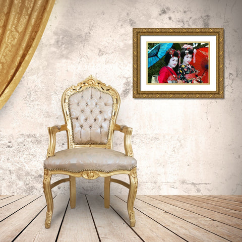 Geisha Smile Gold Ornate Wood Framed Art Print with Double Matting by Weber, Matthias