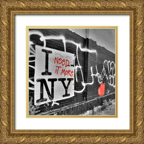 I Need it More NY Gold Ornate Wood Framed Art Print with Double Matting by Terrible, Aurelien